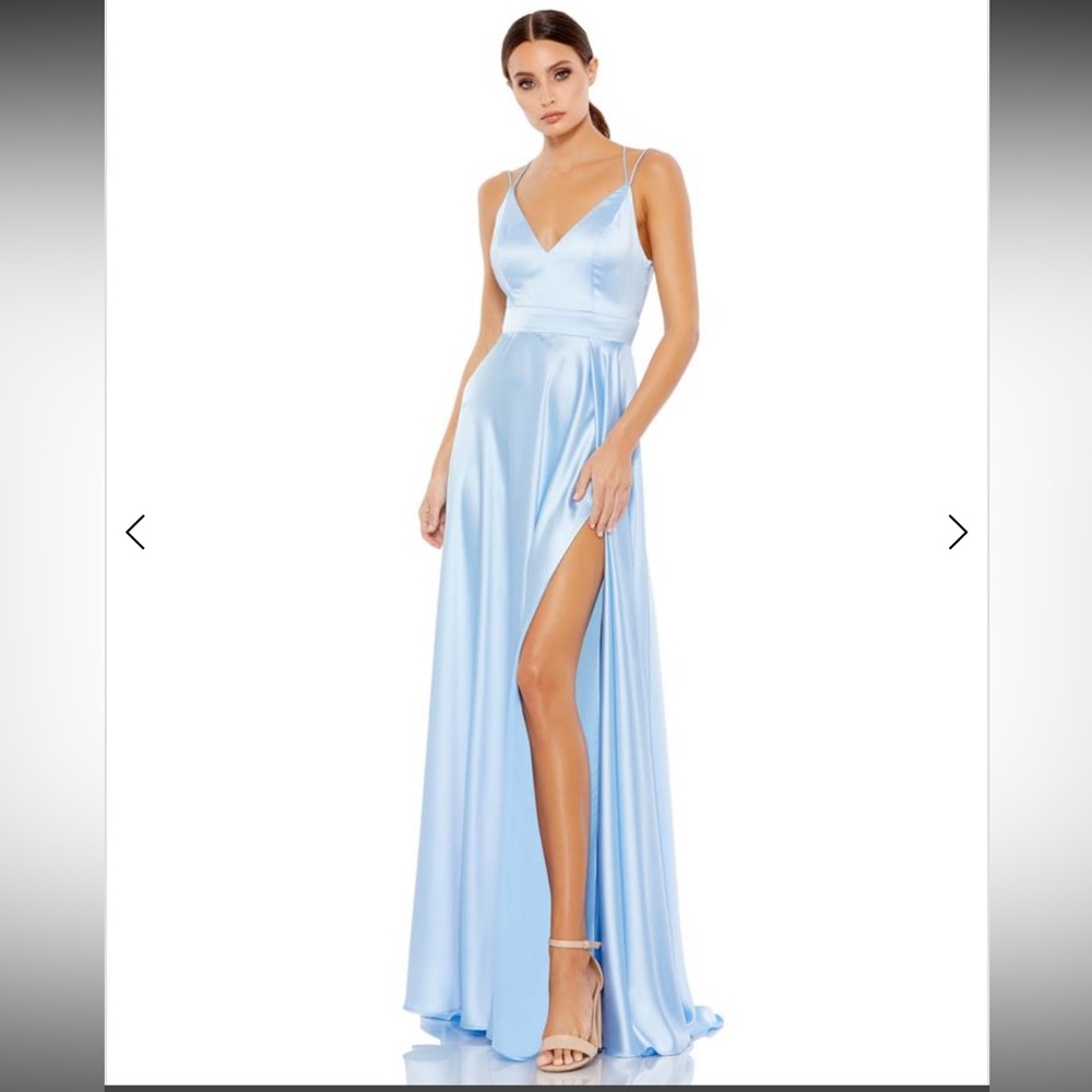 NWT Ieena For MacDuggal 55278 Blue Satin Evening Gown 4